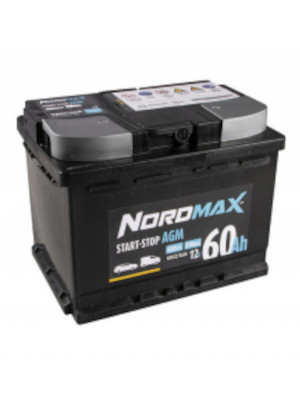 Startbatteri Nordmax AGM 12V 60Ah 680A i gruppen Produkter / Bil & Fordon / Startbatteri hos Riksfrbundet M Sverige (NM027AGM)