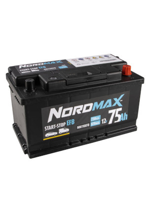 Startbatteri Nordmax EFB 12V 75Ah 730A i gruppen Produkter / Bil & Fordon / Startbatteri hos Riksfrbundet M Sverige (NM110EFB)