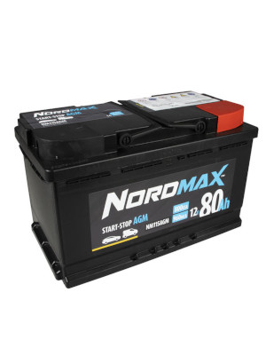 Startbatteri Nordmax AGM 12V 80Ah 800A i gruppen Produkter / Bil & Fordon / Startbatteri hos Riksfrbundet M Sverige (NM115AGM)