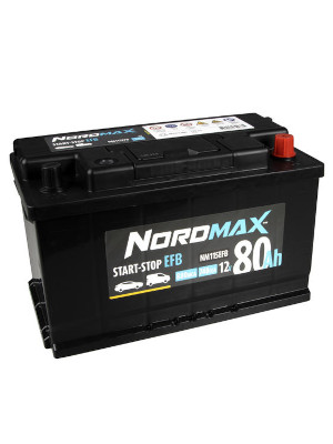 Startbatteri Nordmax EFB 12V 80Ah 740A i gruppen Produkter / Bil & Fordon / Startbatteri hos Riksfrbundet M Sverige (NM115EFB)